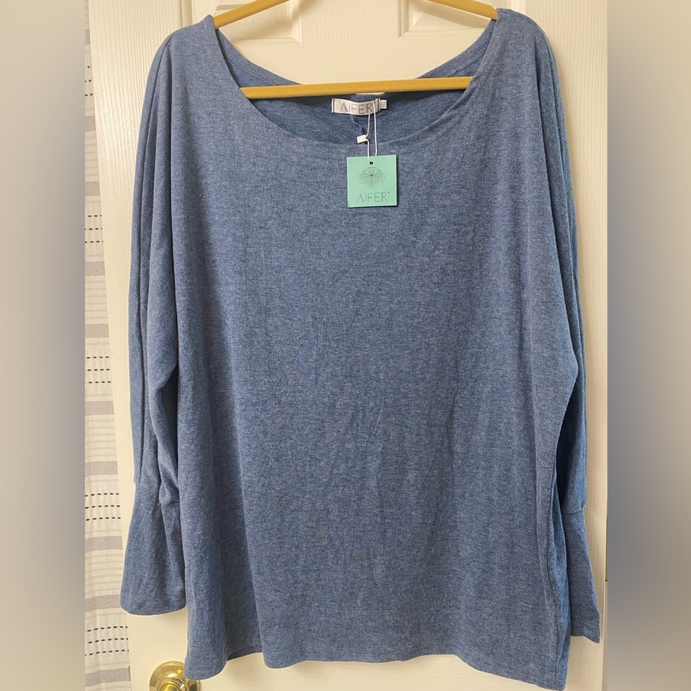 Aifer Heather Blue Long Sleeve Top Size XXL NWT